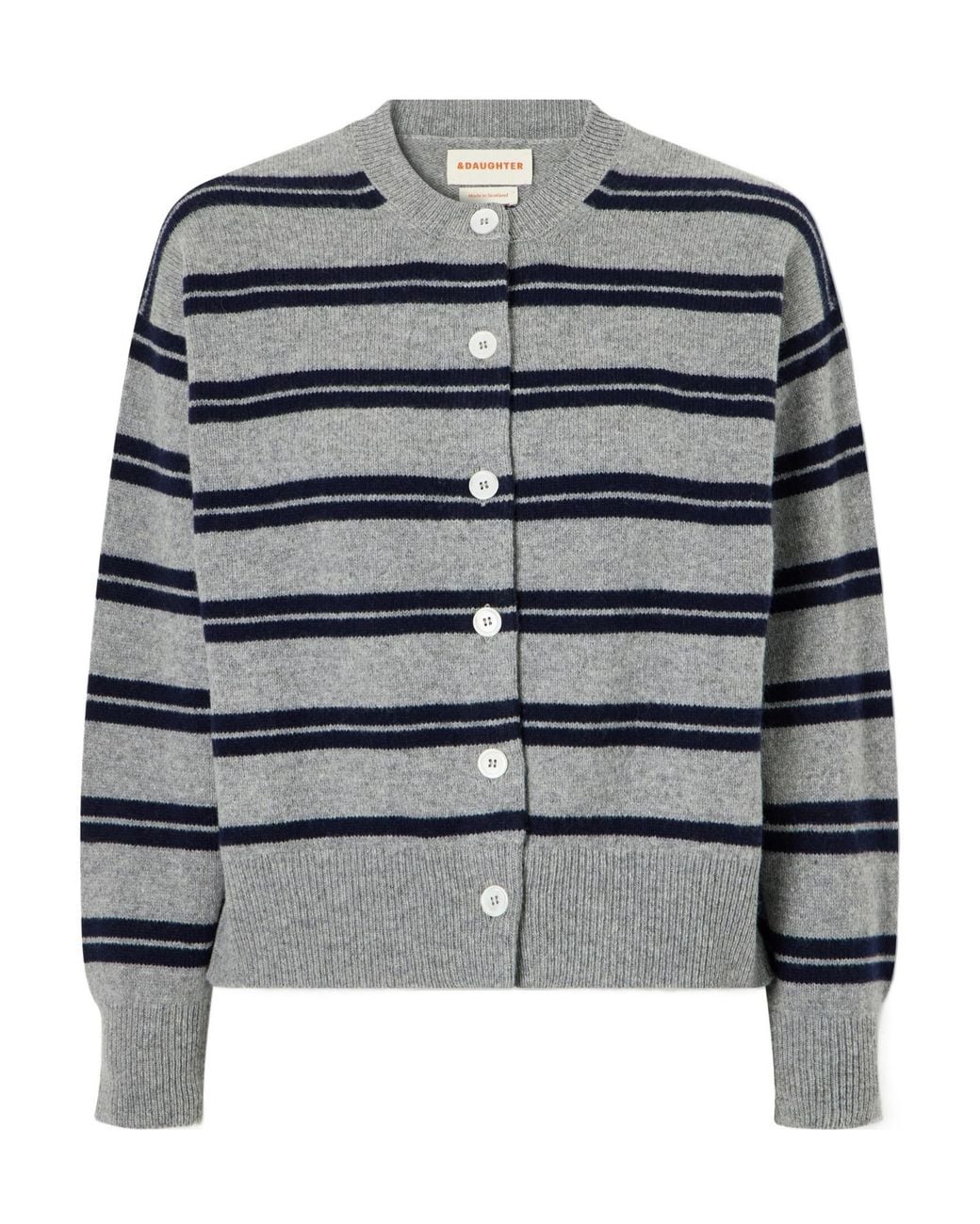 &Daughter Gray Ada Striped Wool Cardigan