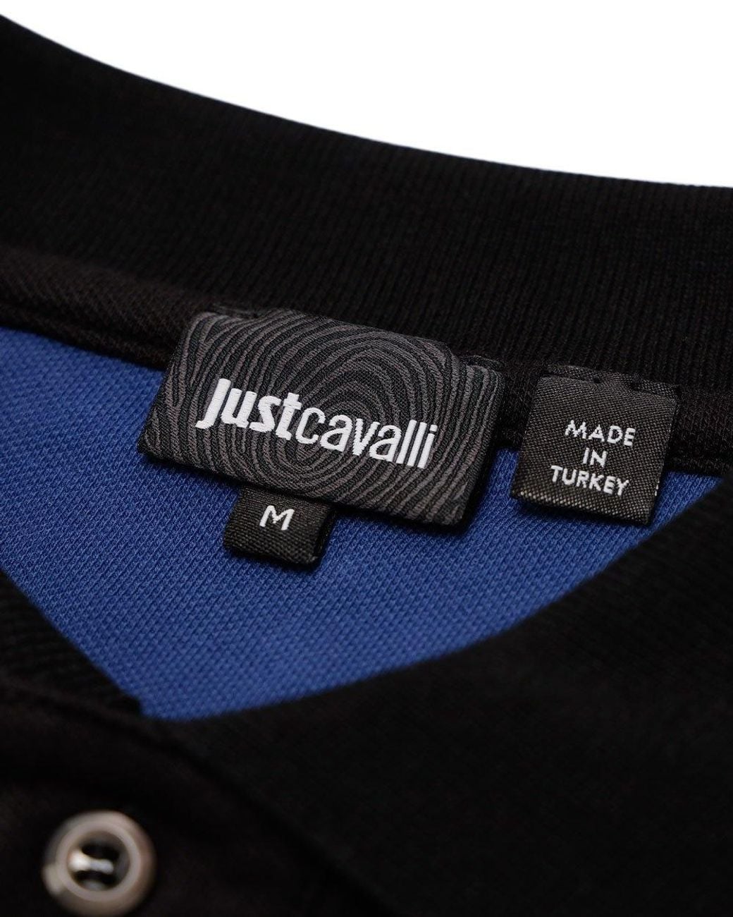 Just Cavalli Black Patterned Polo Shirt for men