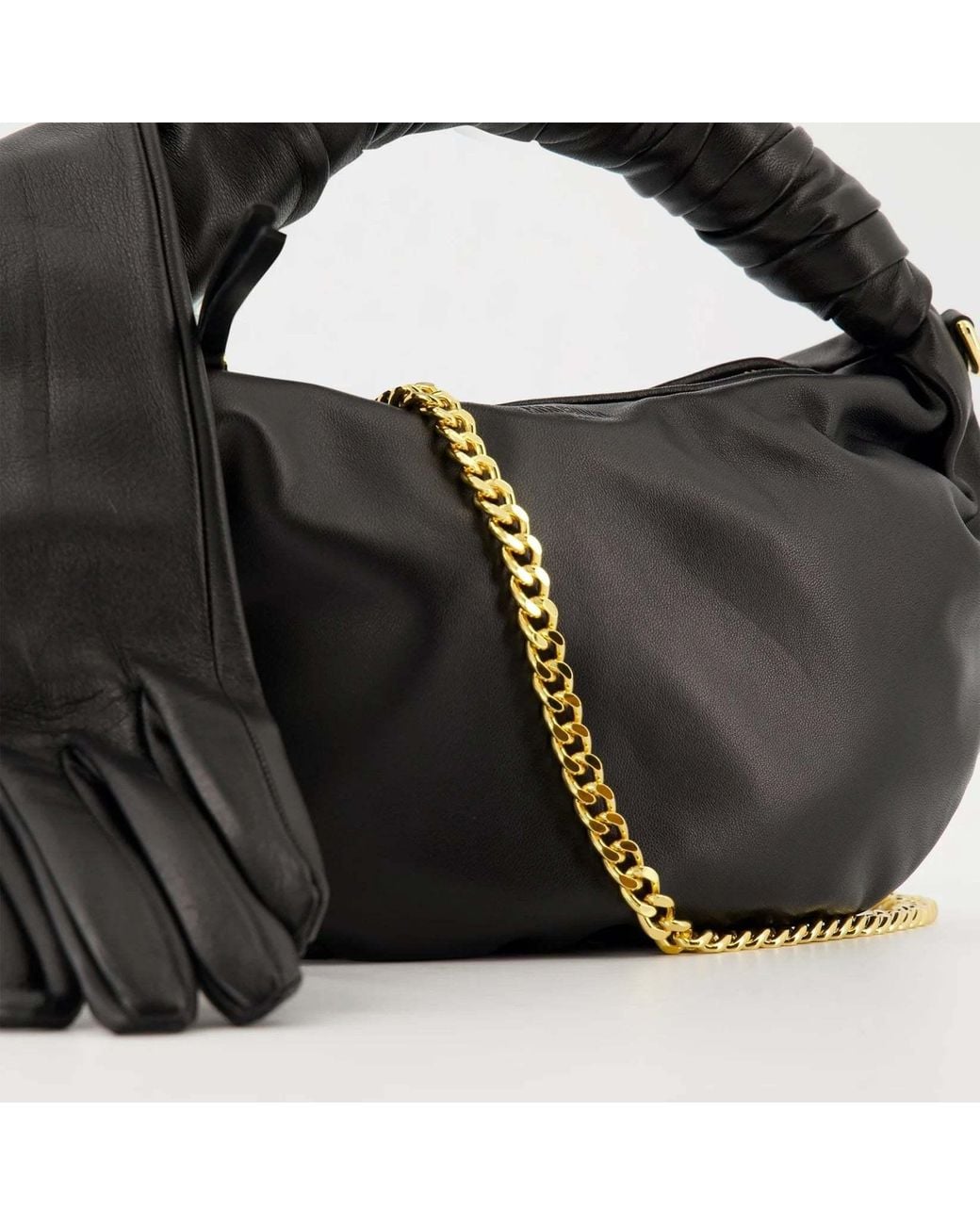 Moschino Black Glove-Handle Leather Tote Bag