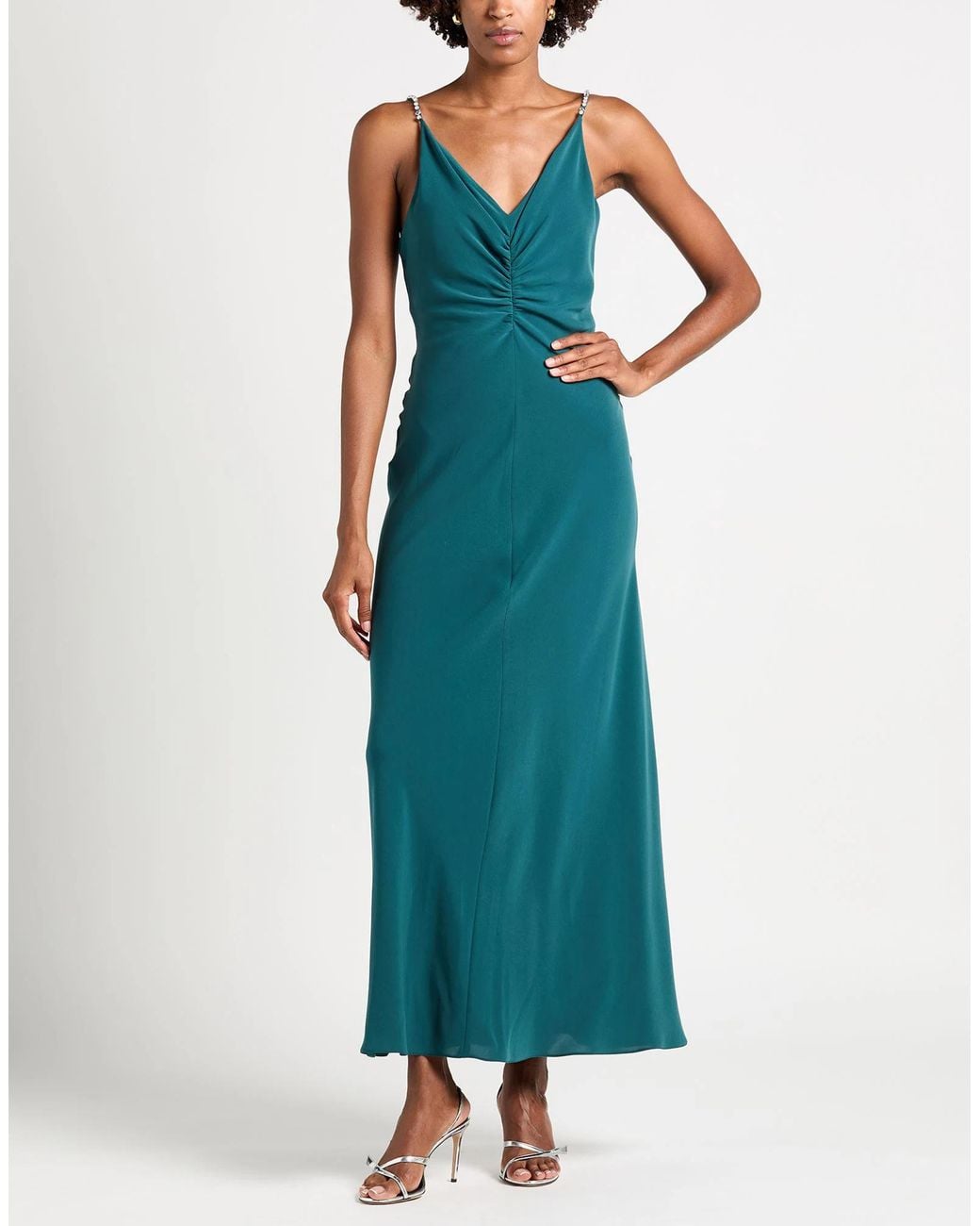 Max Mara Green Crepe Sleeveless V-Neck Dress