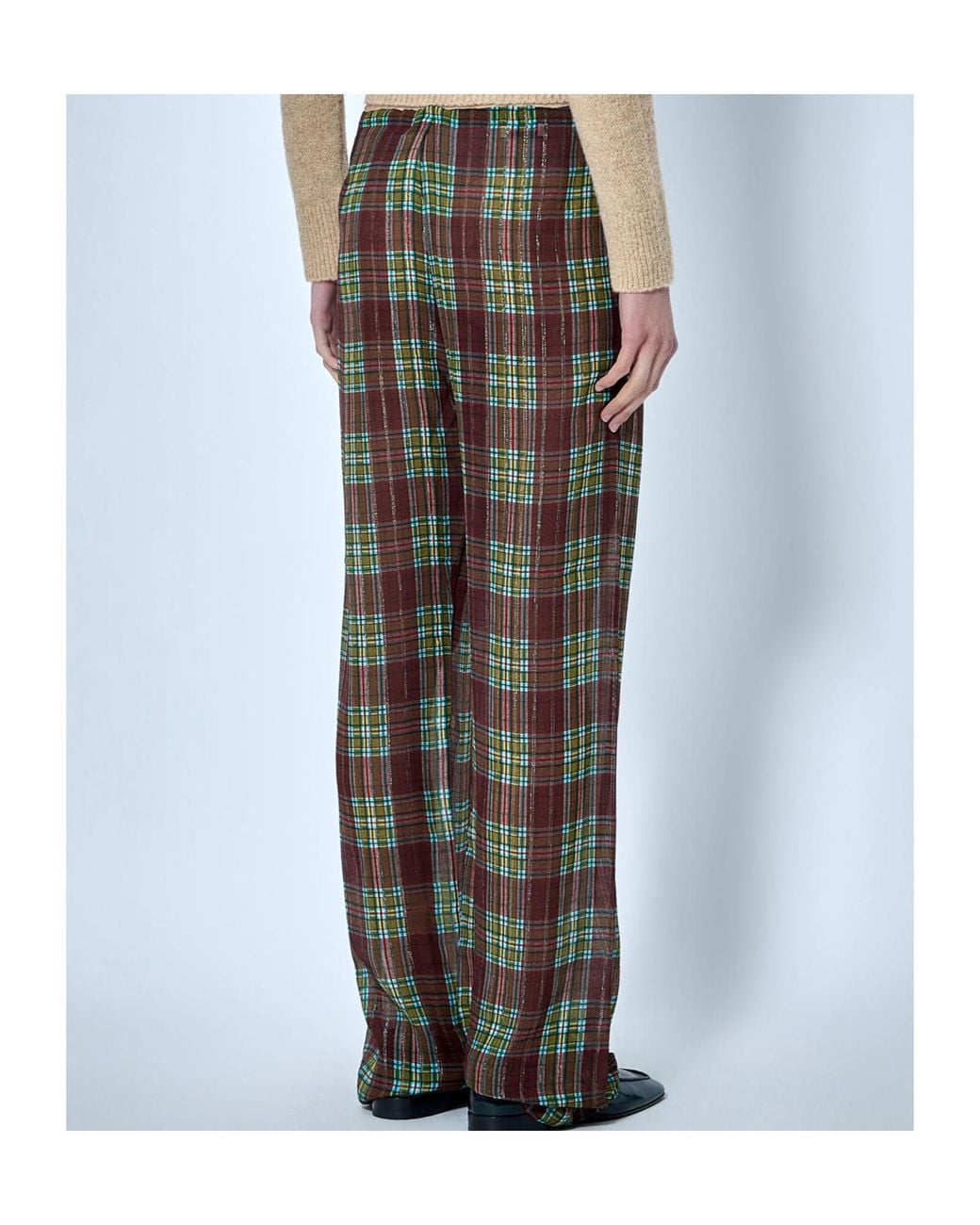 Dries Van Noten Gray Drawstring Plaid Casual Trousers
