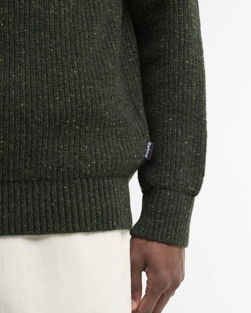 Barbour Green Essentials Fleck Wool Half-Zip Pullover for men