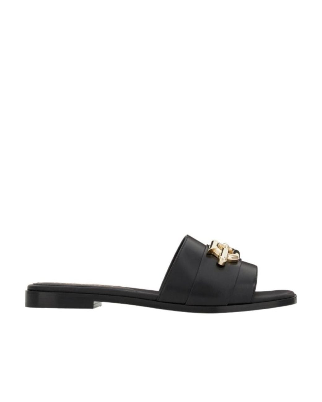 Ferragamo Black Square Head Slippers
