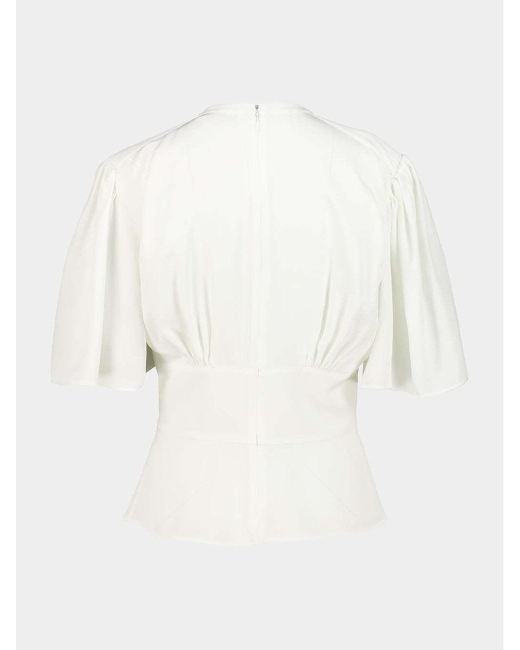 Rabanne White Gathered Flared-Sleeve Top
