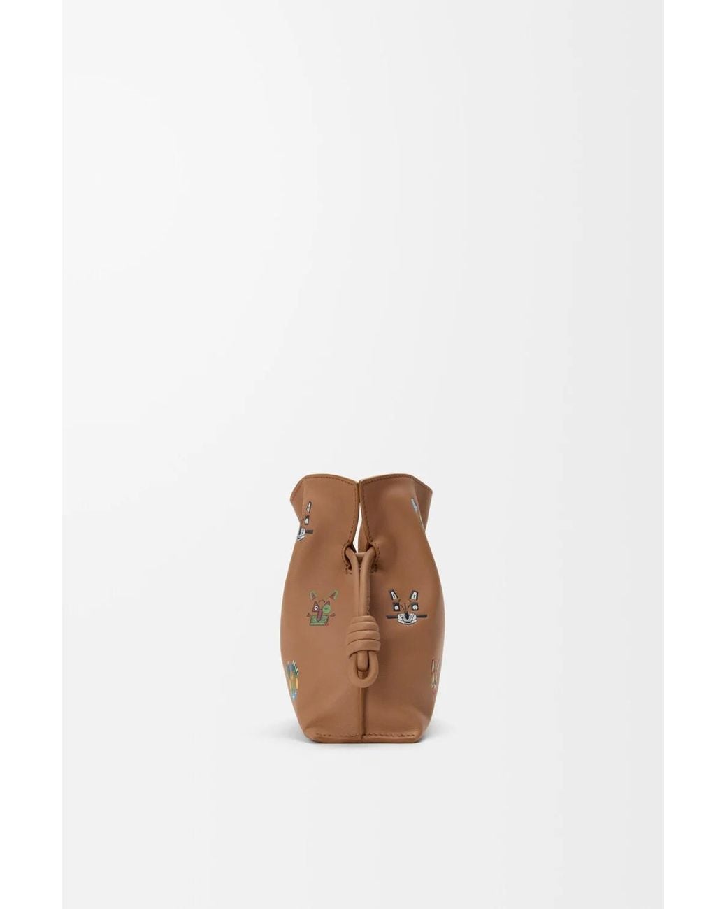 Loewe Brown Flamenco 3D-Effect Cat Printed Mini Clutch Bag