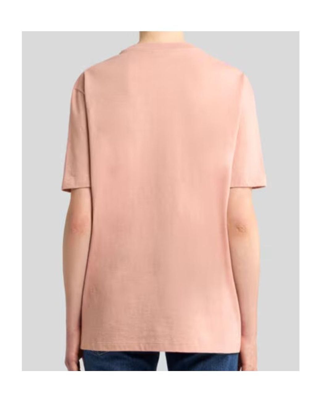 Etro Pink Pegaso Printed Crewneck T-Shirt