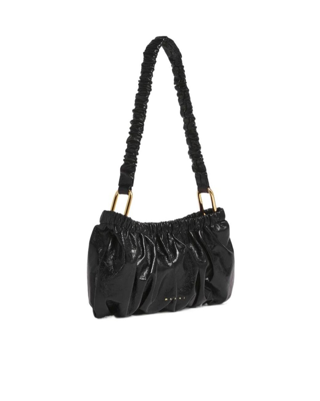 Marni Black Ruched Handle Shoulder Bag