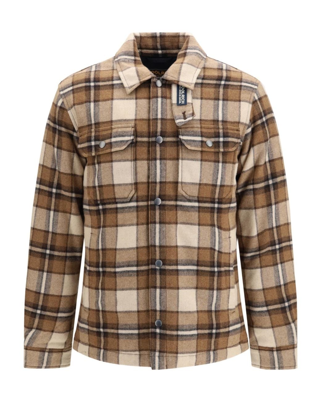 Woolrich Brown Checked Overshirt Jacket for men