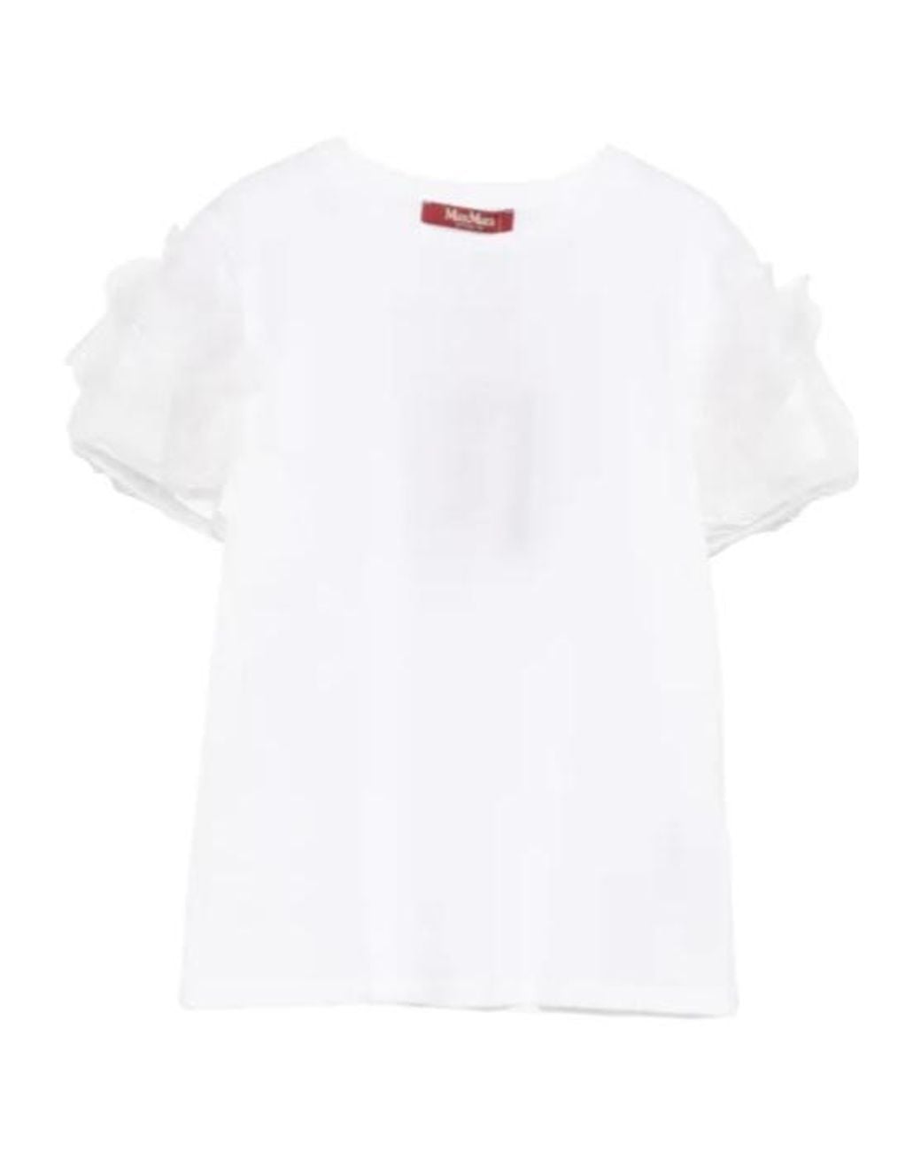 Max Mara White Ruffled Sleeve T-Shirt