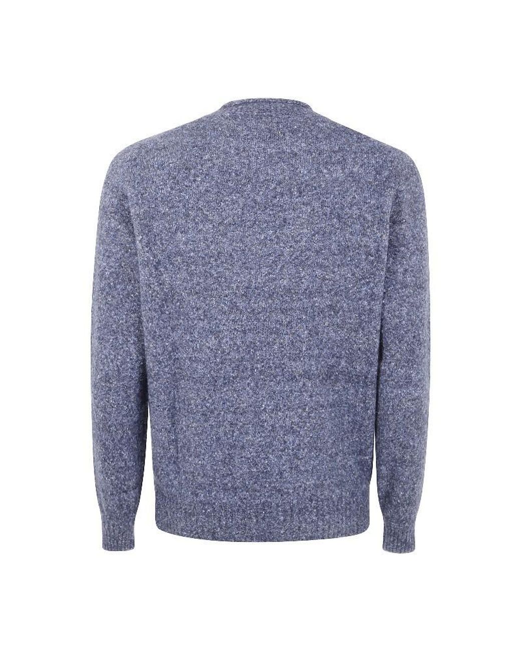 Brunello Cucinelli Blue Crewneck Knitted Jumper for men