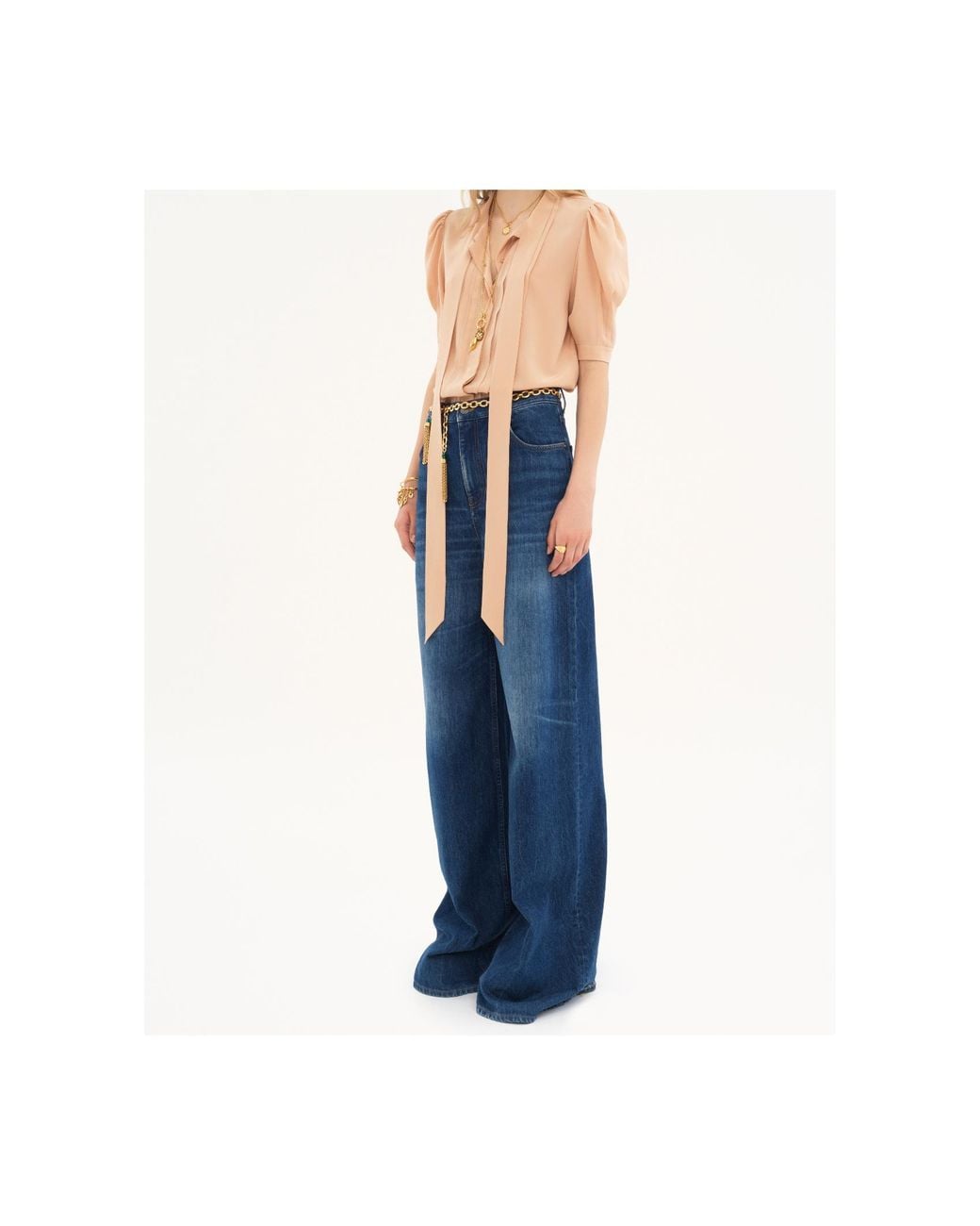 Chloé Natural Chloé Tied-Neck Puff Sleeved Blouse