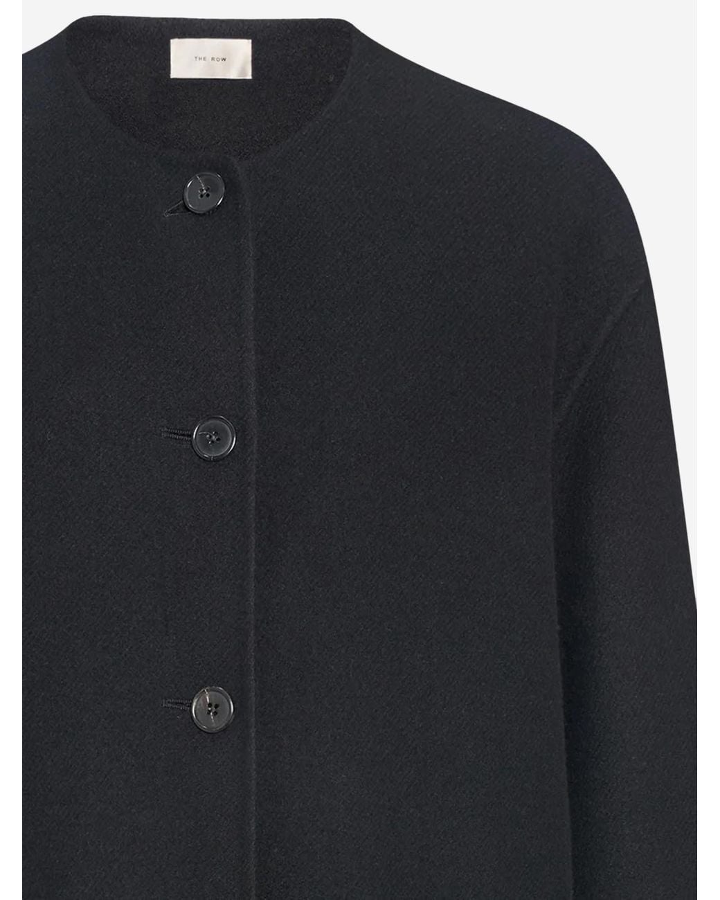 The Row Black Collarless Button-Up Coat