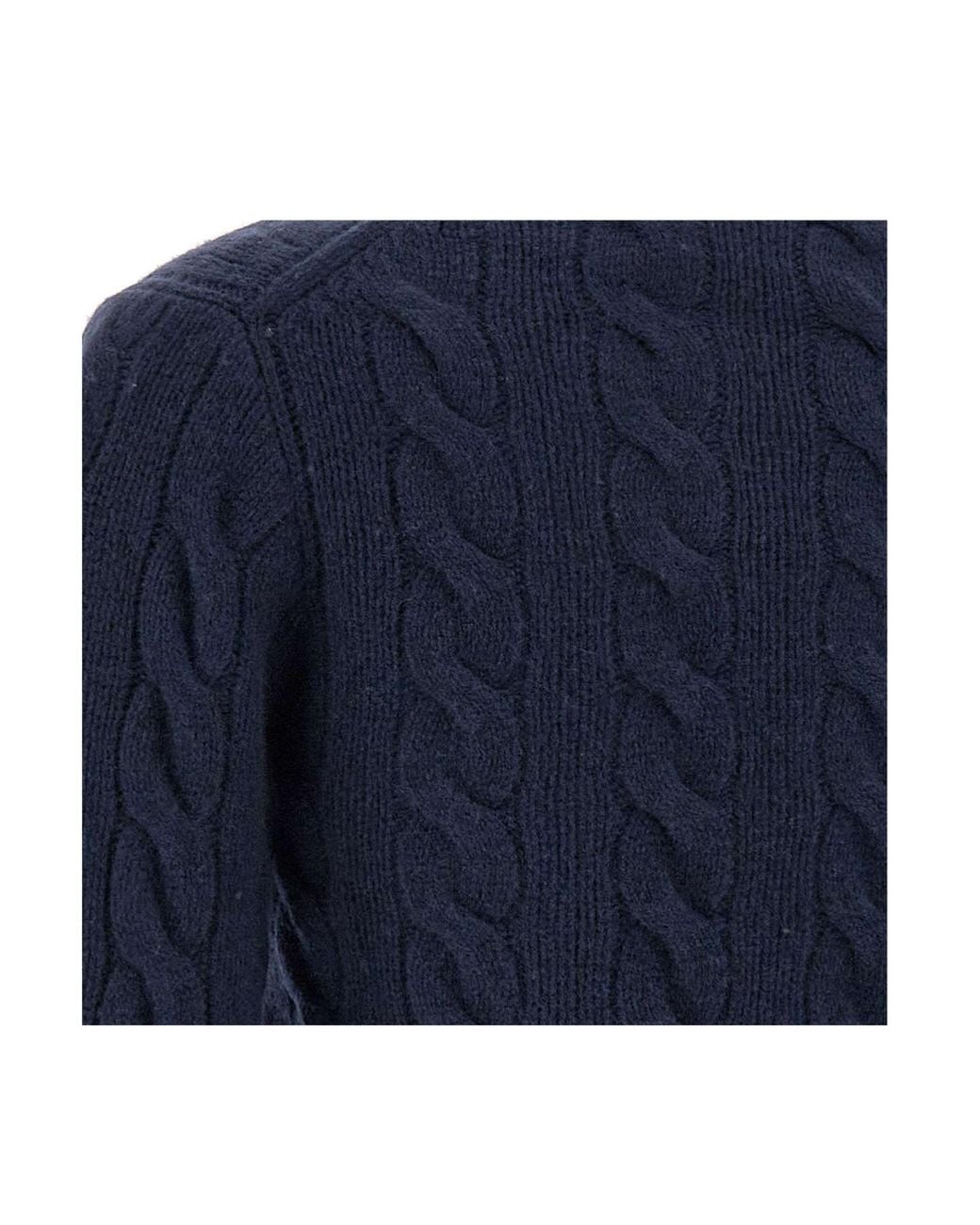 Polo Ralph Lauren Blue Pony Embroidered Cable-Knit Cardigan