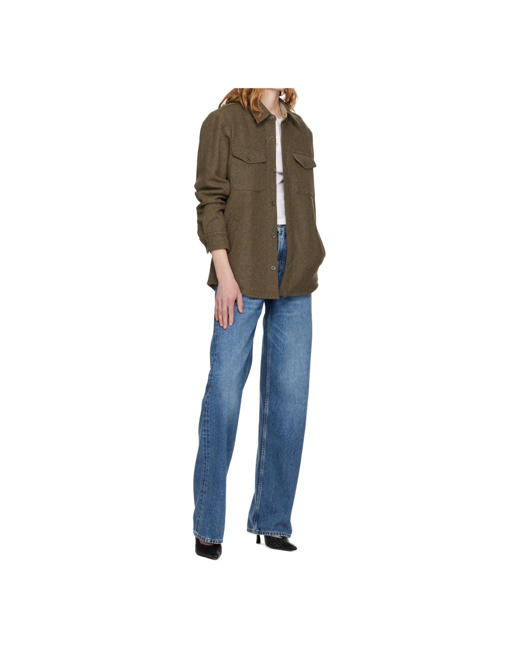 A.P.C. Green Wool Collar Shirt