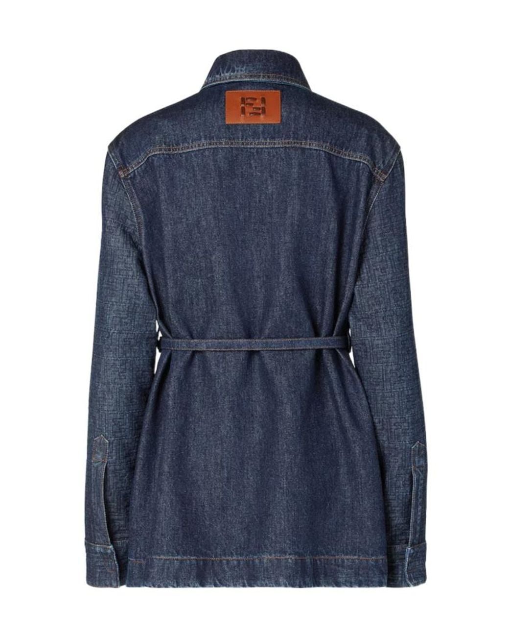 Fendi Blue Belted Waist Denim Jacket