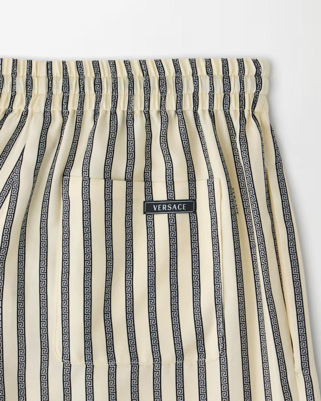 Versace Gray Meandros Print Wide-Leg Pants