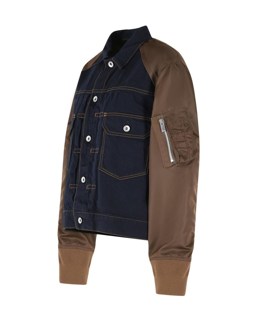 Sacai Blue Panelled Button-Up Jacket