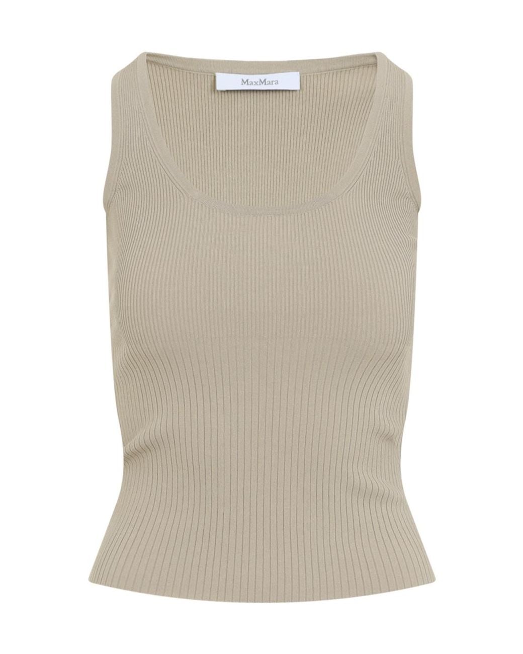 Max Mara Natural Ghiro Ribbed Knit Tank Top