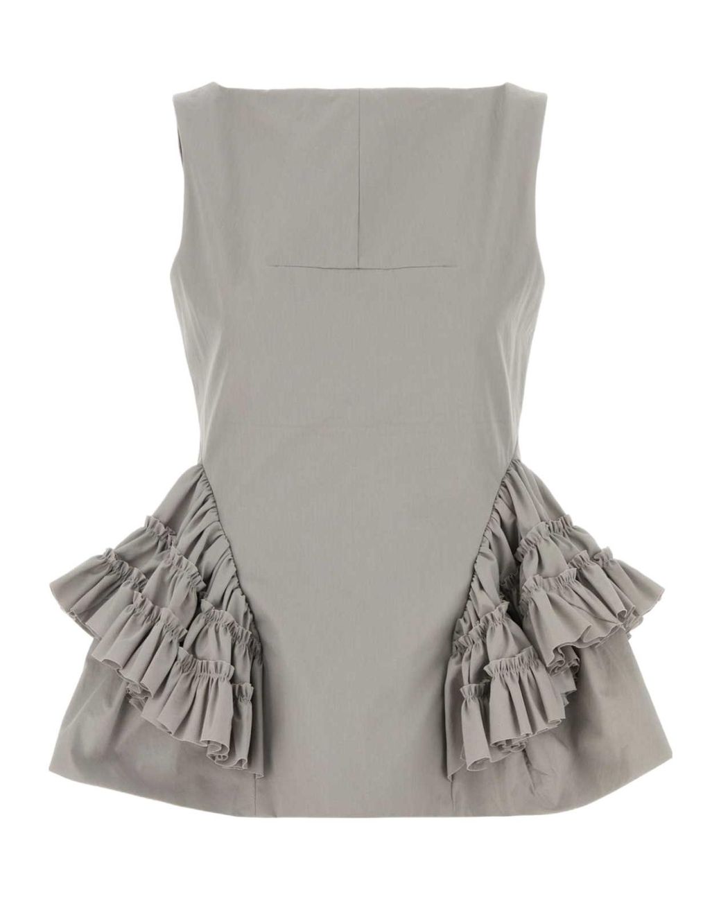 Dries Van Noten Gray Casey Ruffled Peplum Top