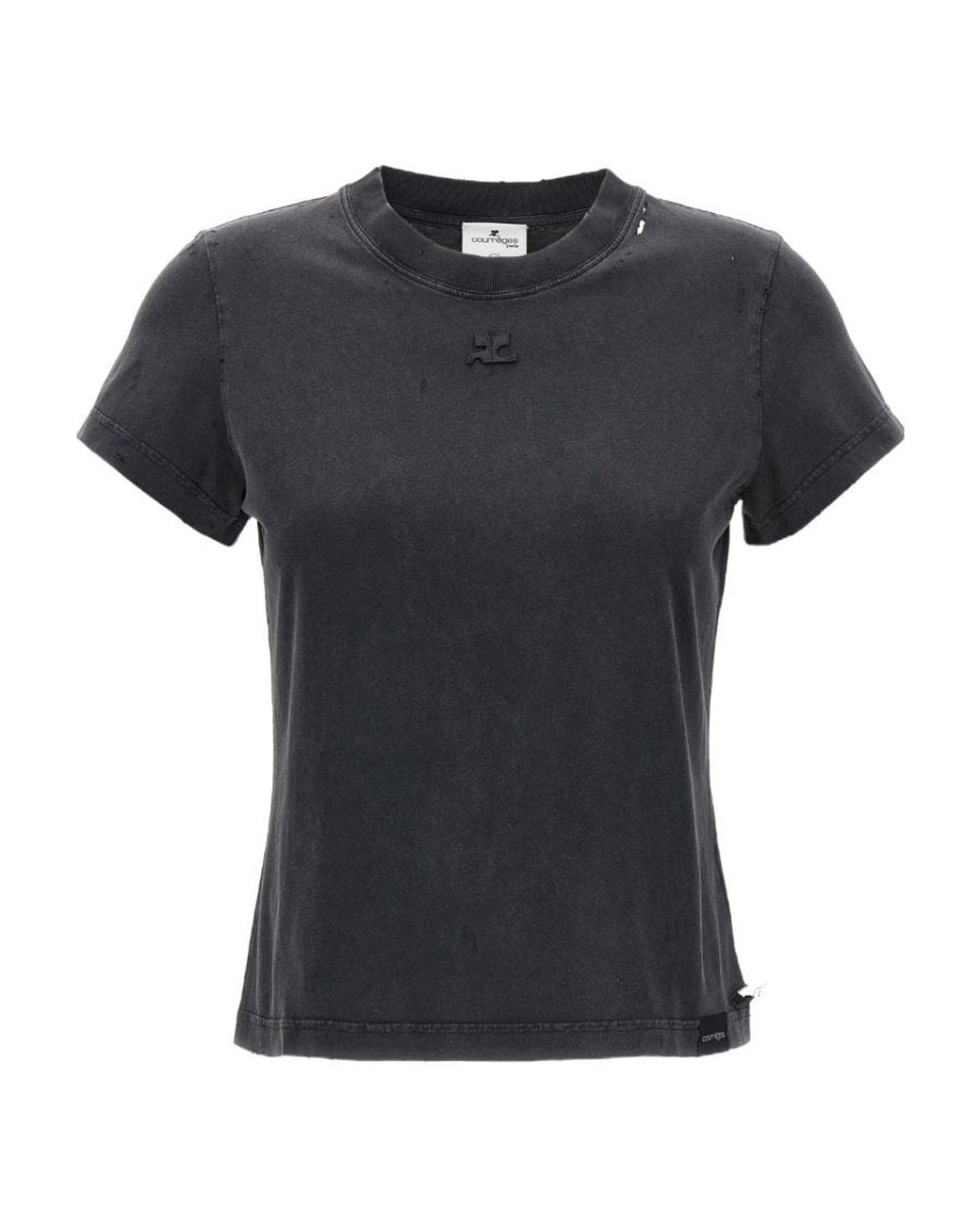 Courreges Black Cotton T-shirt