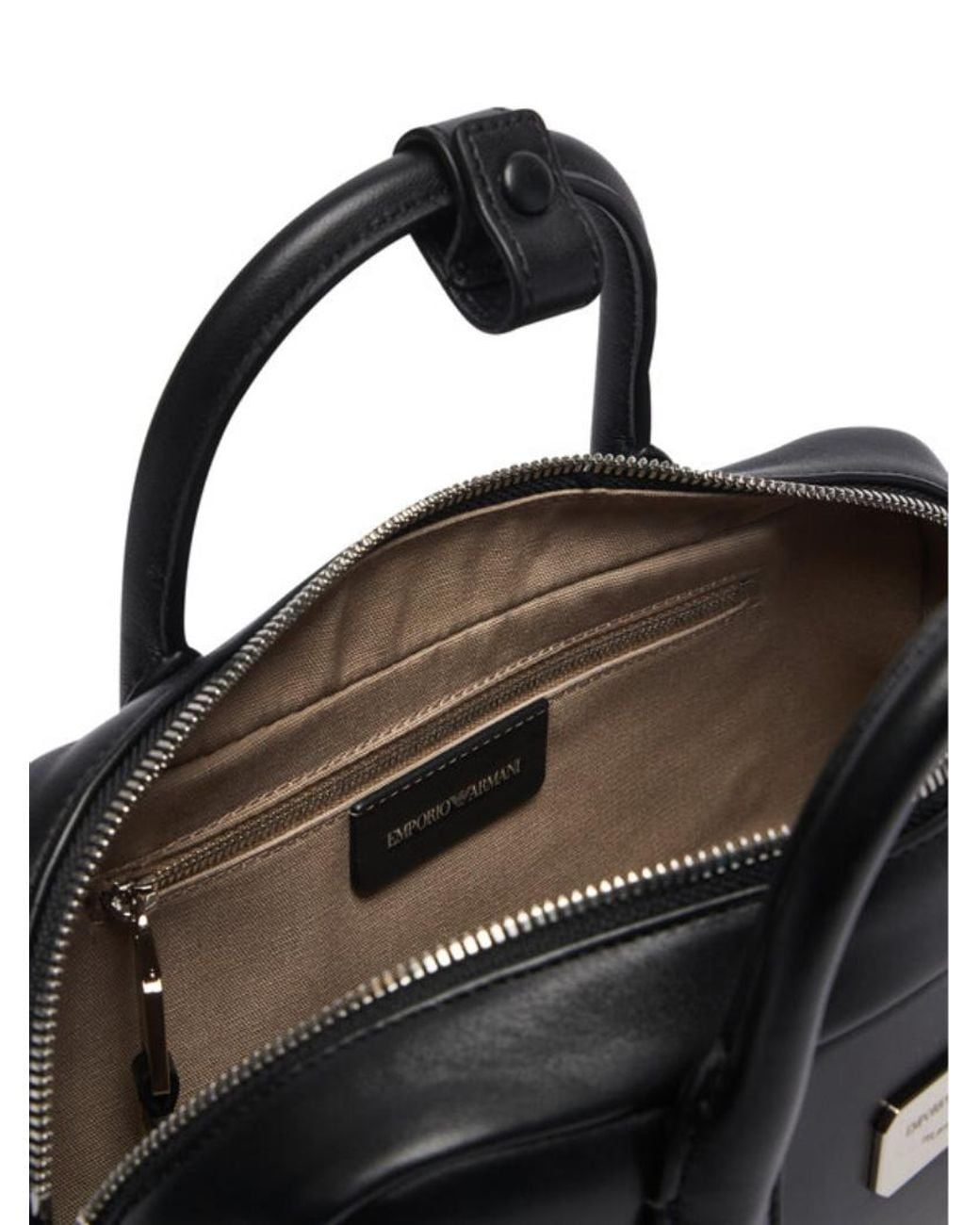 Emporio Armani Black Logo-Plaque Leather Tote Bag