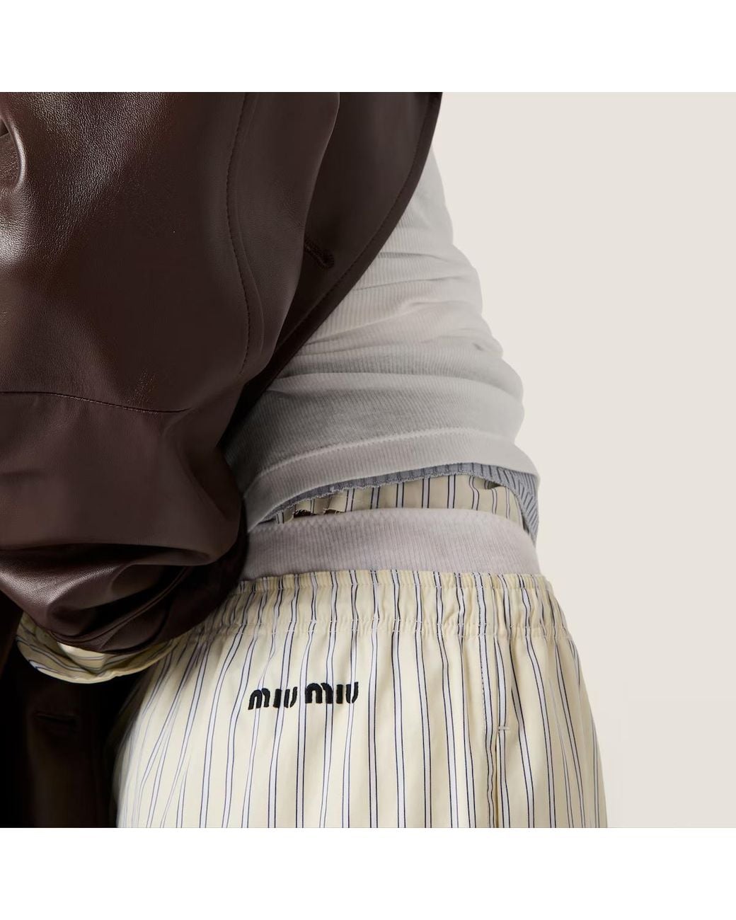 Miu Miu White Striped Straight Leg Pants