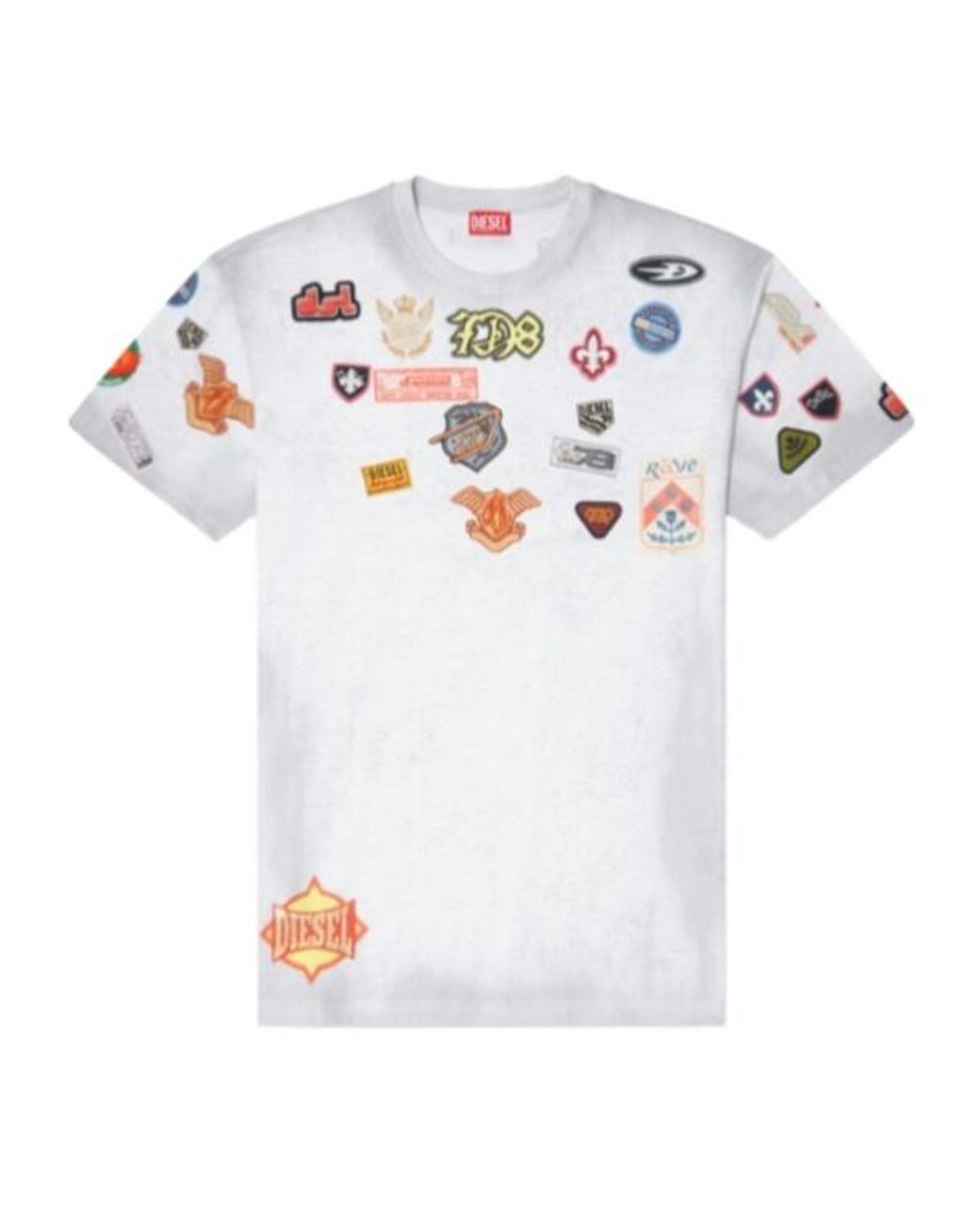 DIESEL White T-Boxt Aa 6 Patch Print T-Shirt for men
