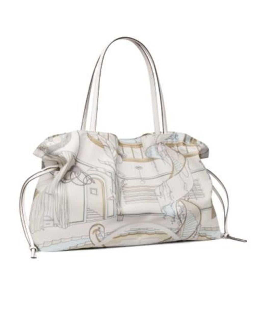 Tory Burch White Large Ella Drawstring Tote Bag