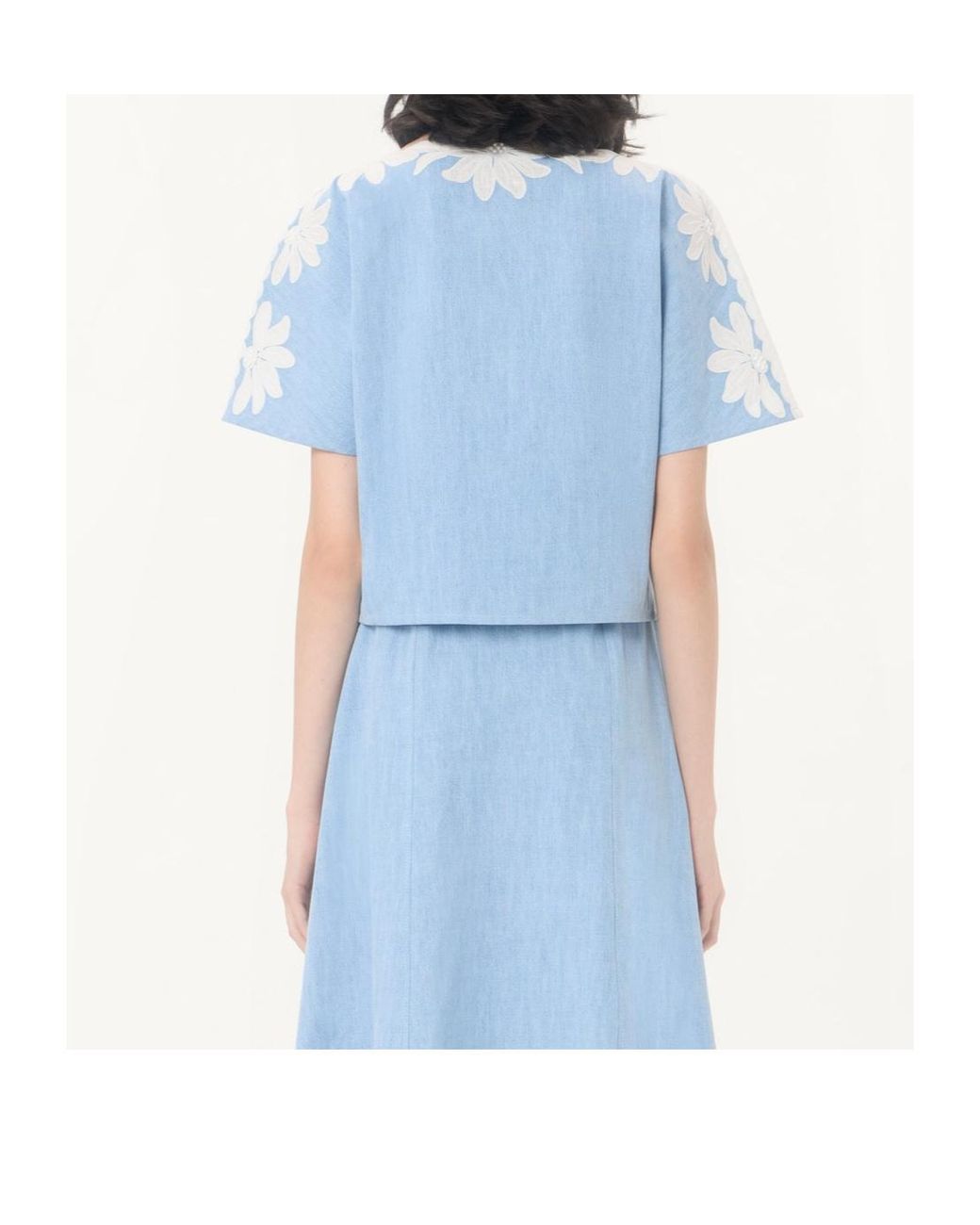 Valentino Blue Light Embroidered Denim Shirt