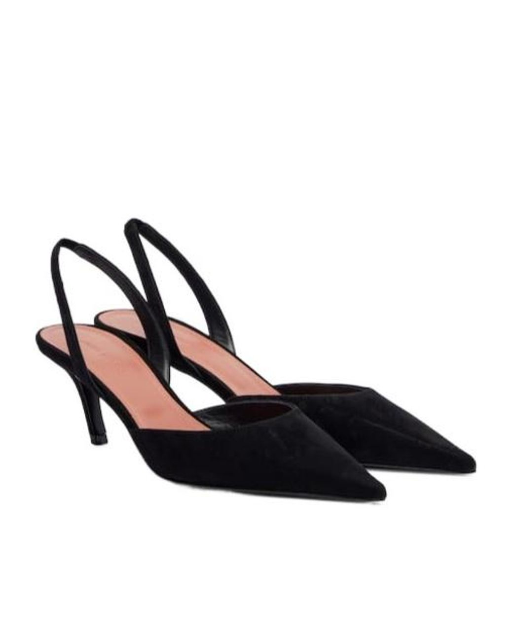 AMINA MUADDI Black Solid-Color Suede Slingback Pumps