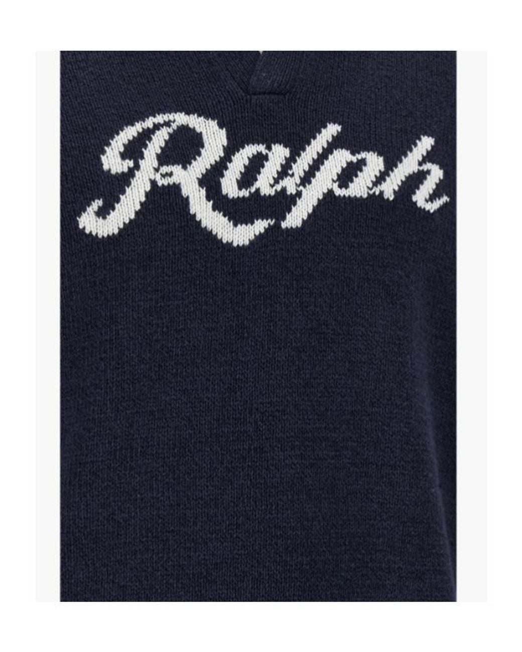 Polo Ralph Lauren Blue Intarsia Logo Knitted Top for men