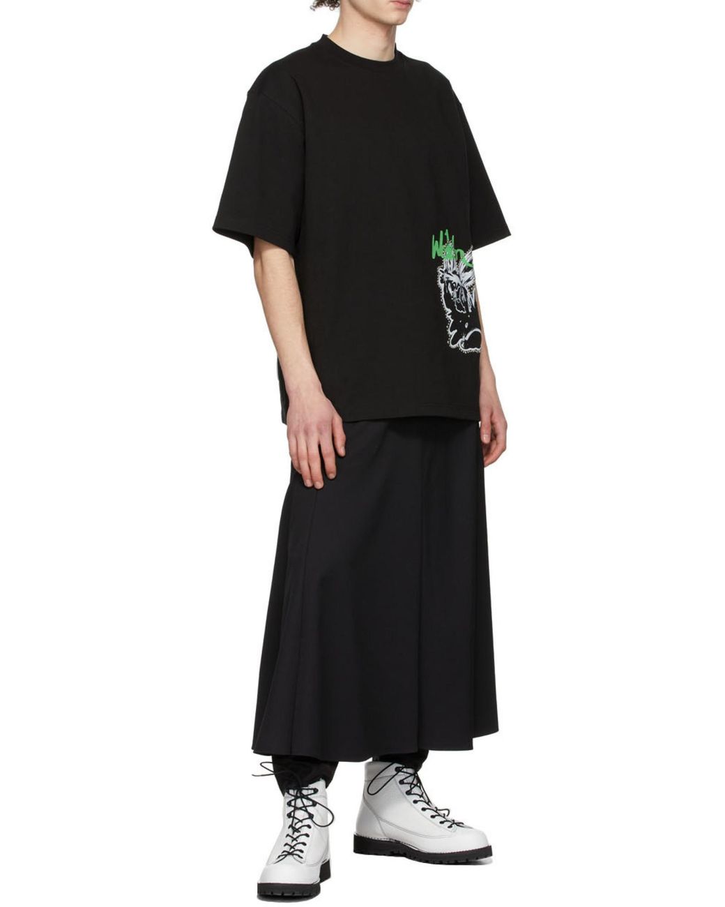 we11done Black Logo-Print Cotton T-Shirt for men