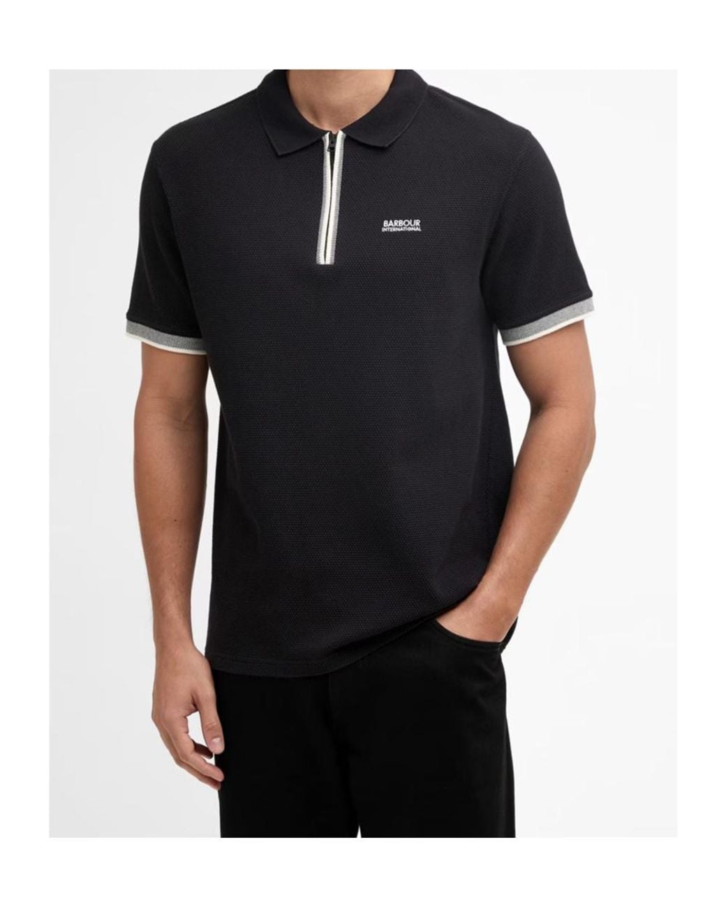 Barbour Black Logo Embroidered Polo Shirt for men