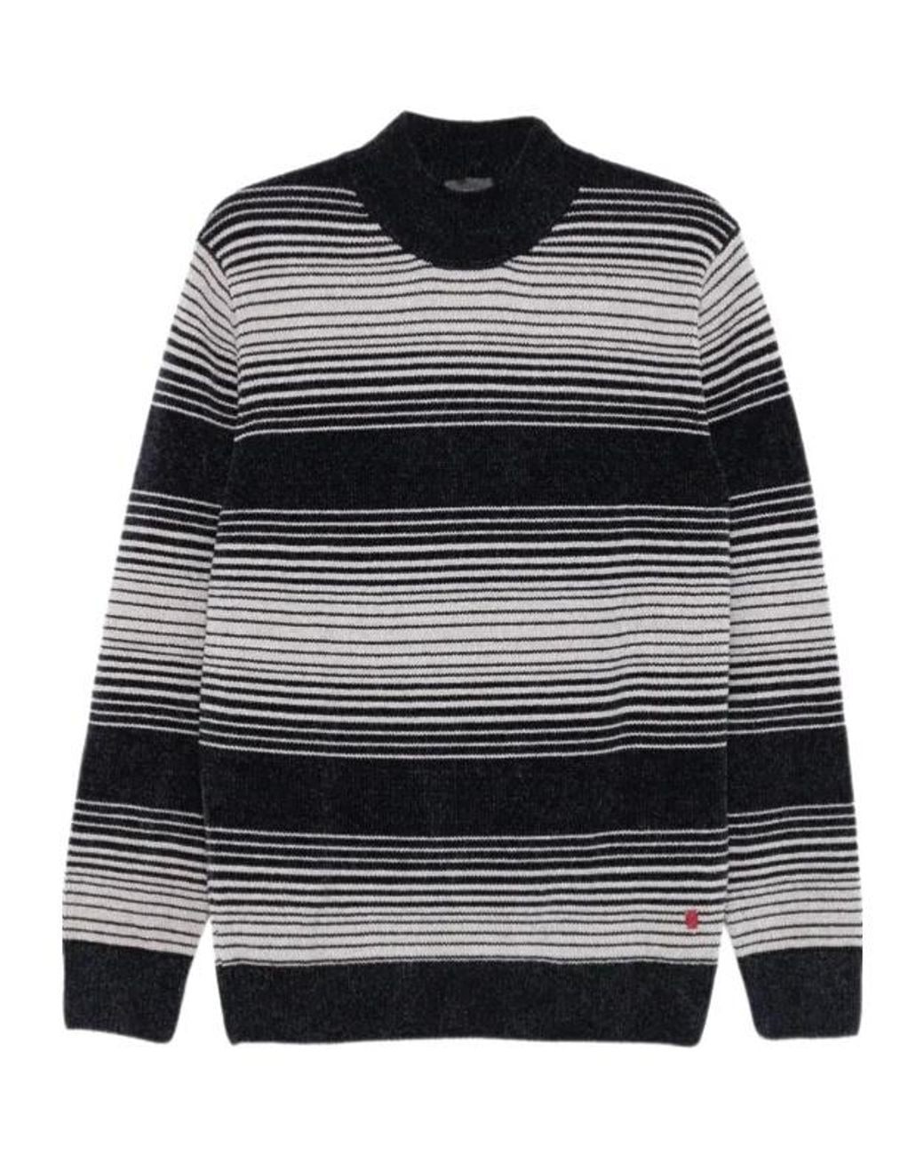 Liu Jo Blue Striped Mock-Neck Sweater for men