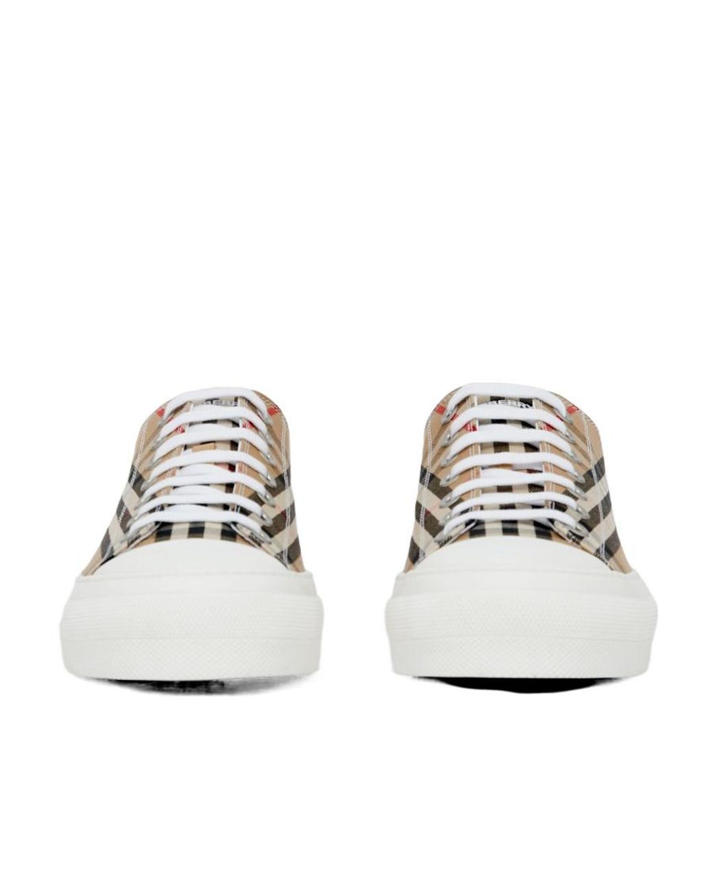 Burberry White Checked Lace-Up Sneakers