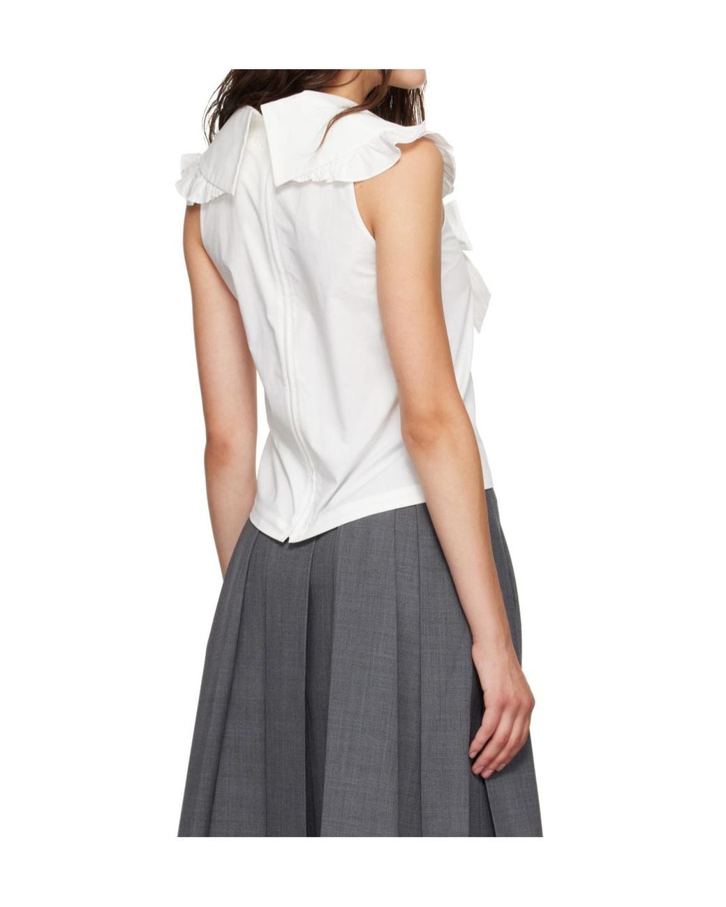 ShuShu/Tong White Ruffled Bow-Detail Top