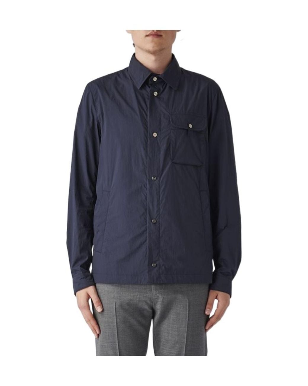 Herno Blue Chest Pocket Lightweight Coat for men