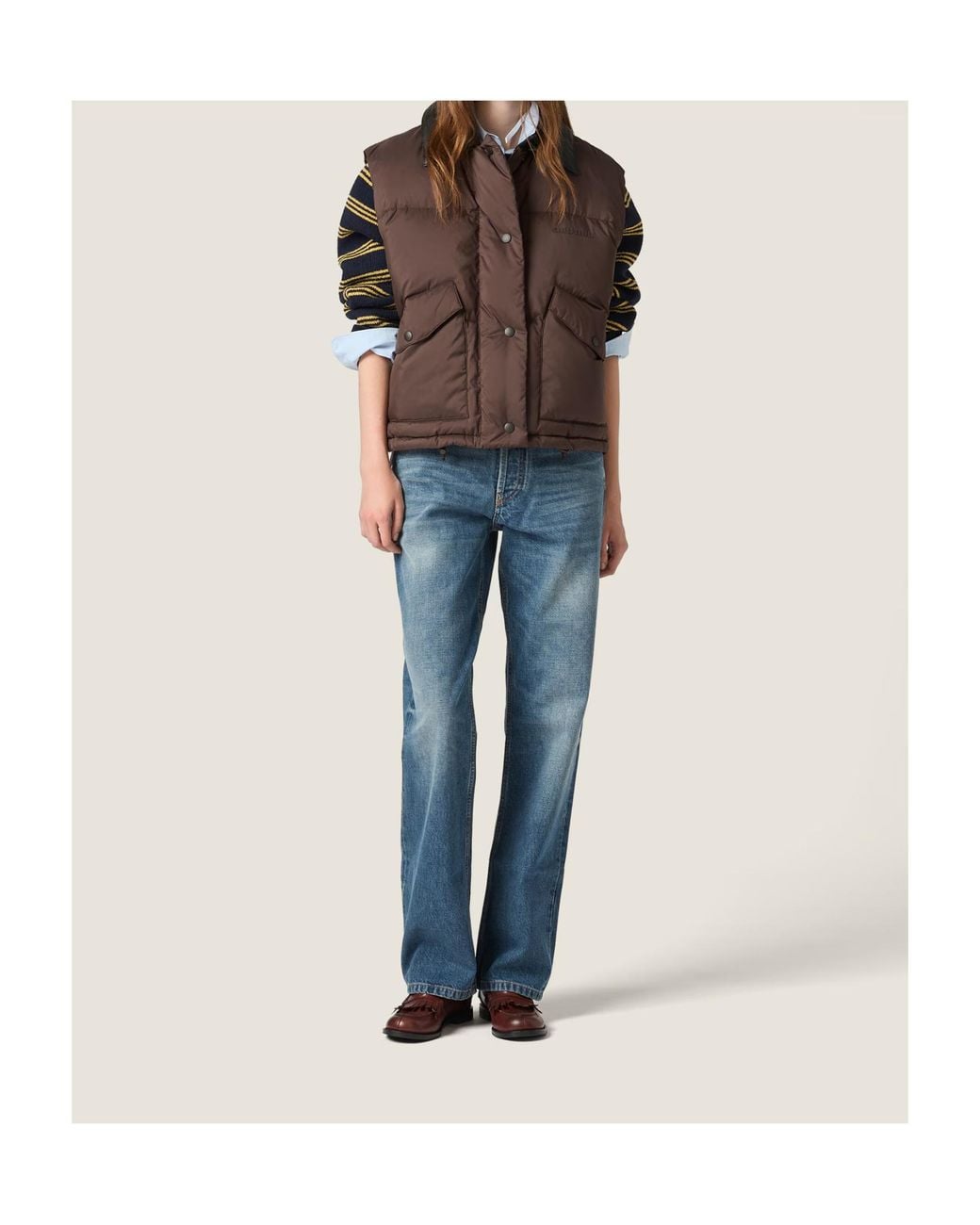 Miu Miu Brown Technical Pongé Down Vest