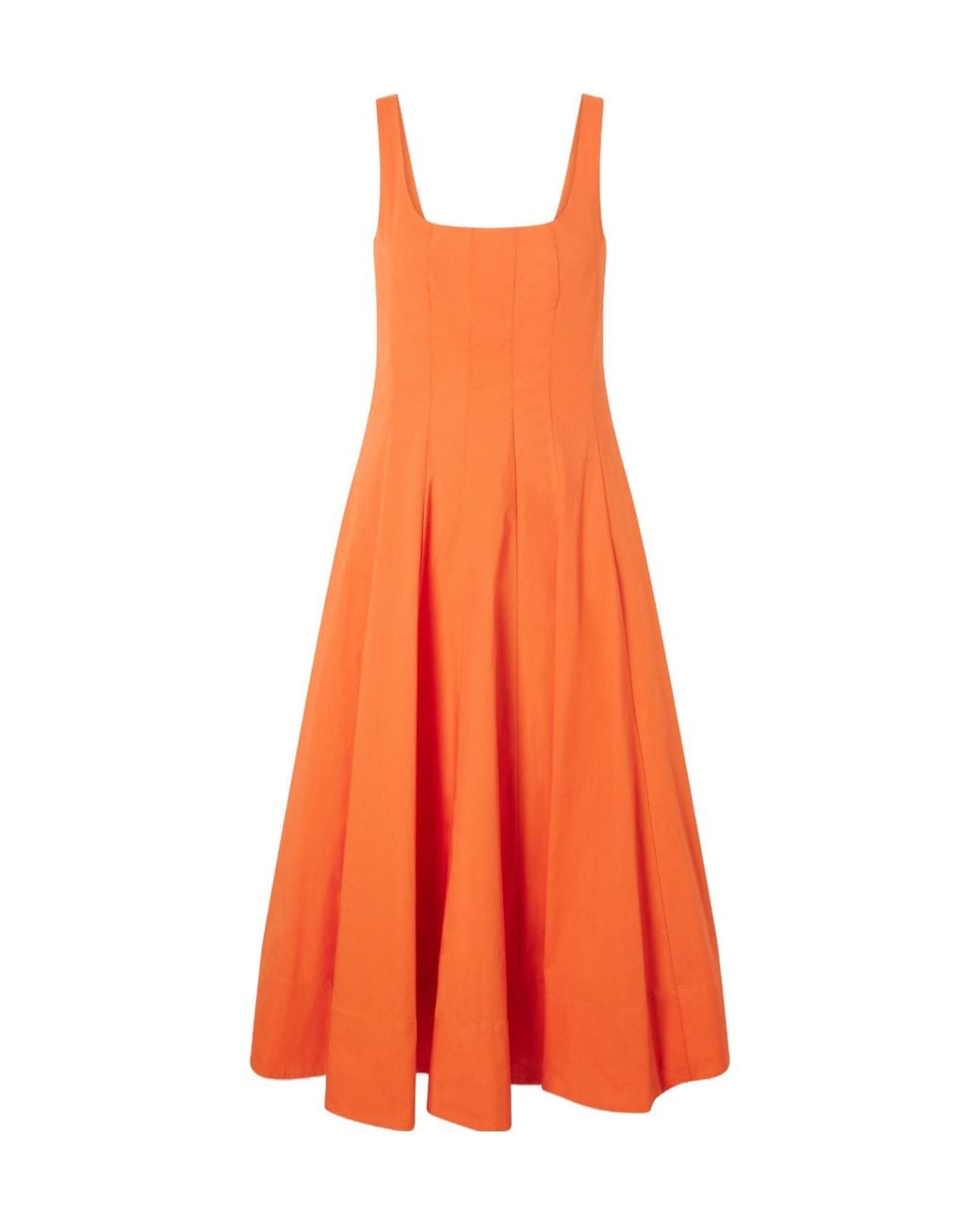 Staud Orange Square Neck Midi Dress