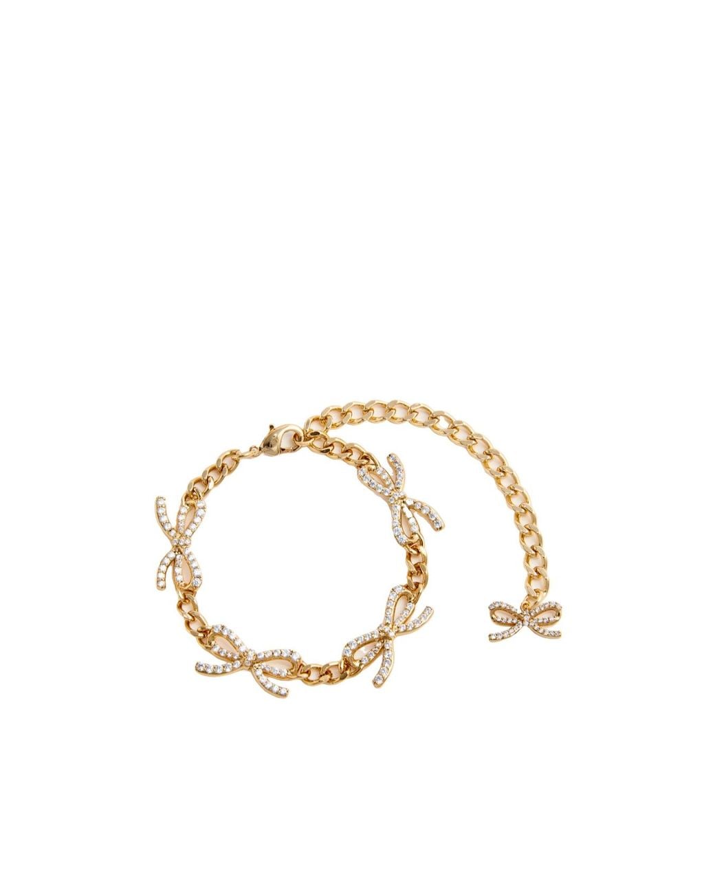 Self-Portrait Metallic Bow Embellished Chain-Linked Bracelet