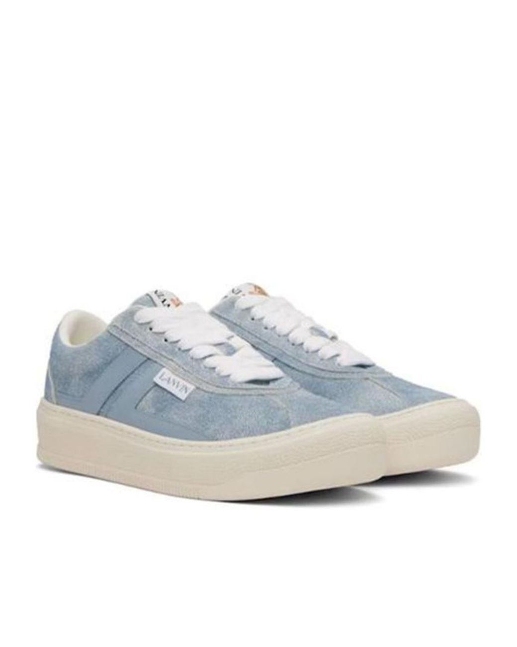 Lanvin Blue Logo-Detail Denim-Panel Sneakers for men