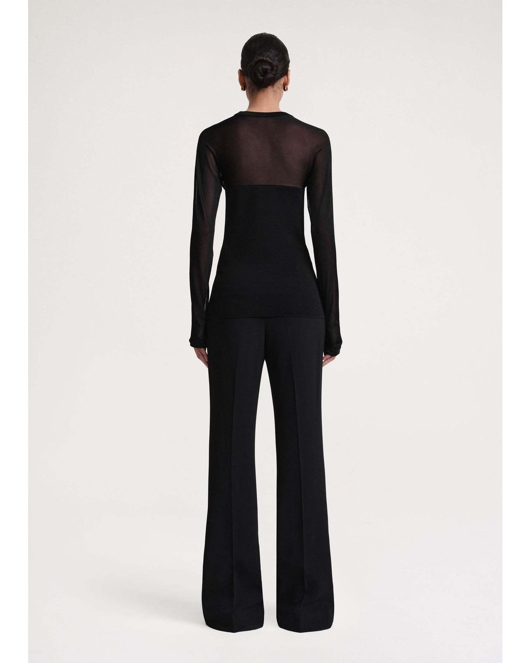 Totême Black Totême Semi Sheer Long-Sleeved Top