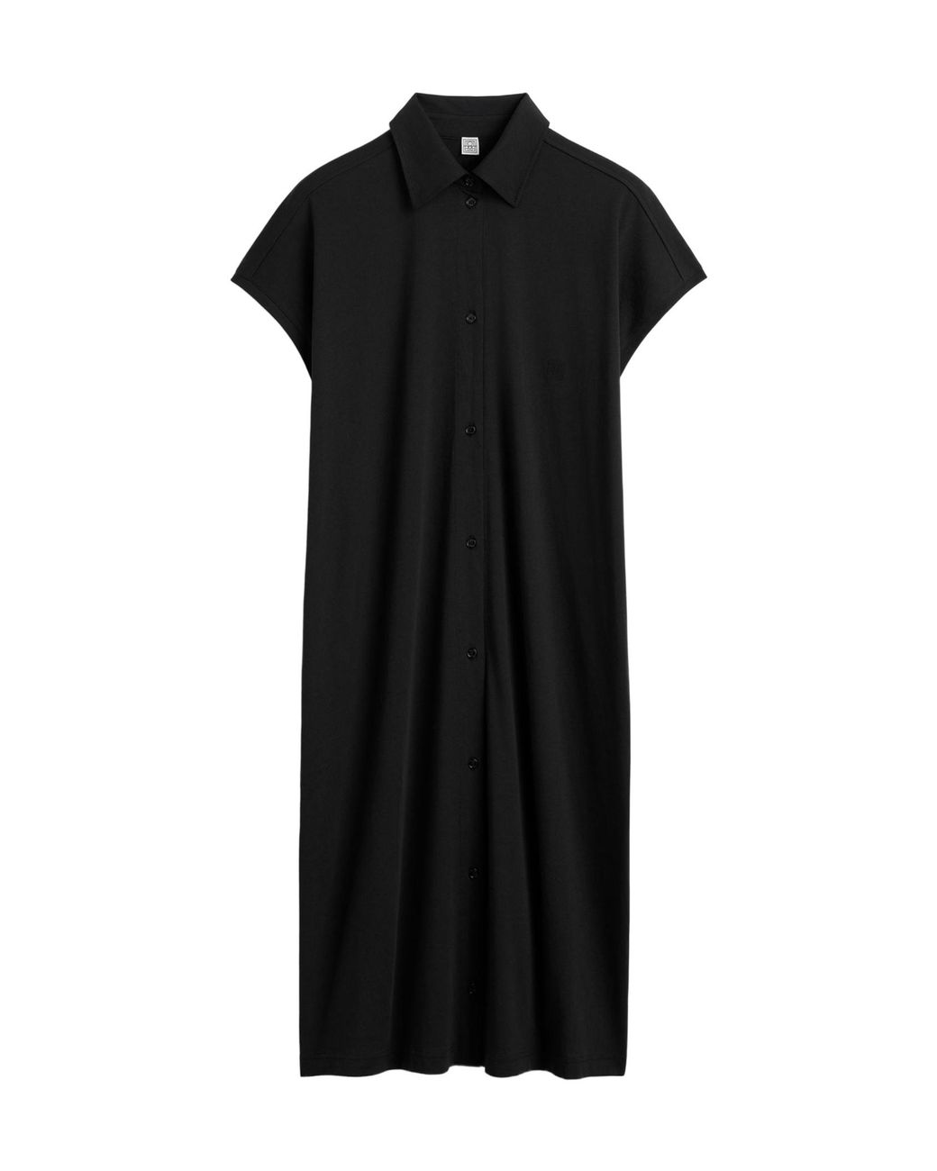 Totême Black Button-Fastening Sleeveless Midi Shirt Dress