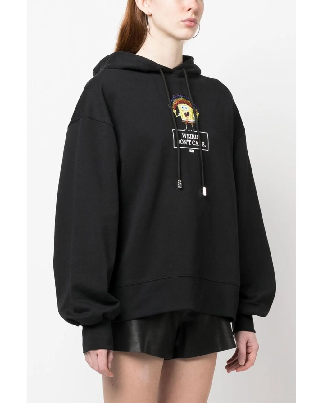Gcds Black X Spongebob Graphic Printed Drawstring Hoodie