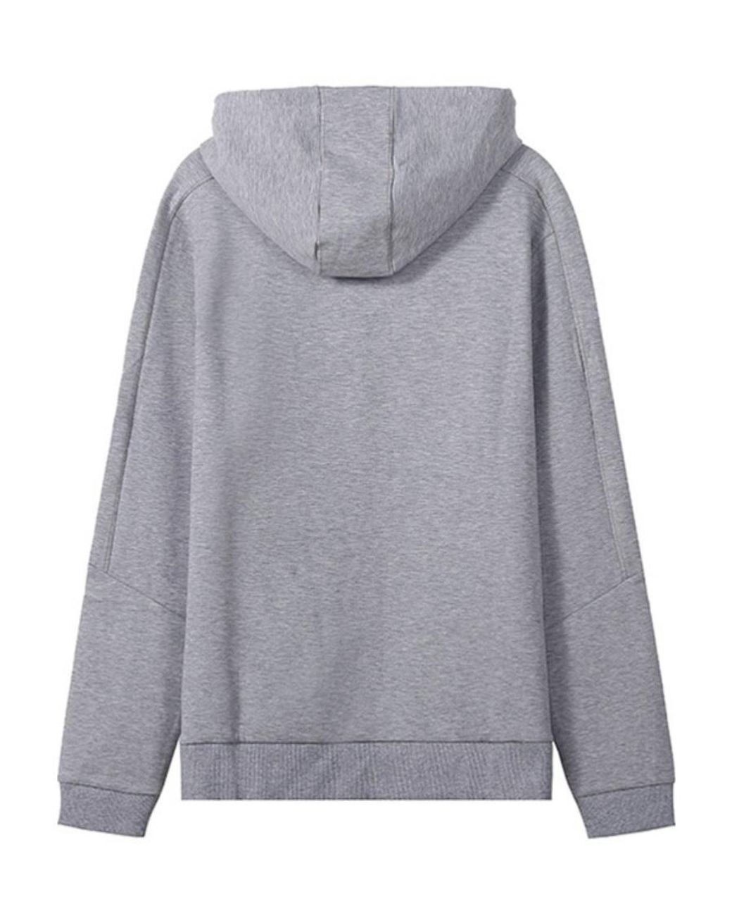 Boss Gray Curved Logo-Embroidered Drawstring Hoodie for men