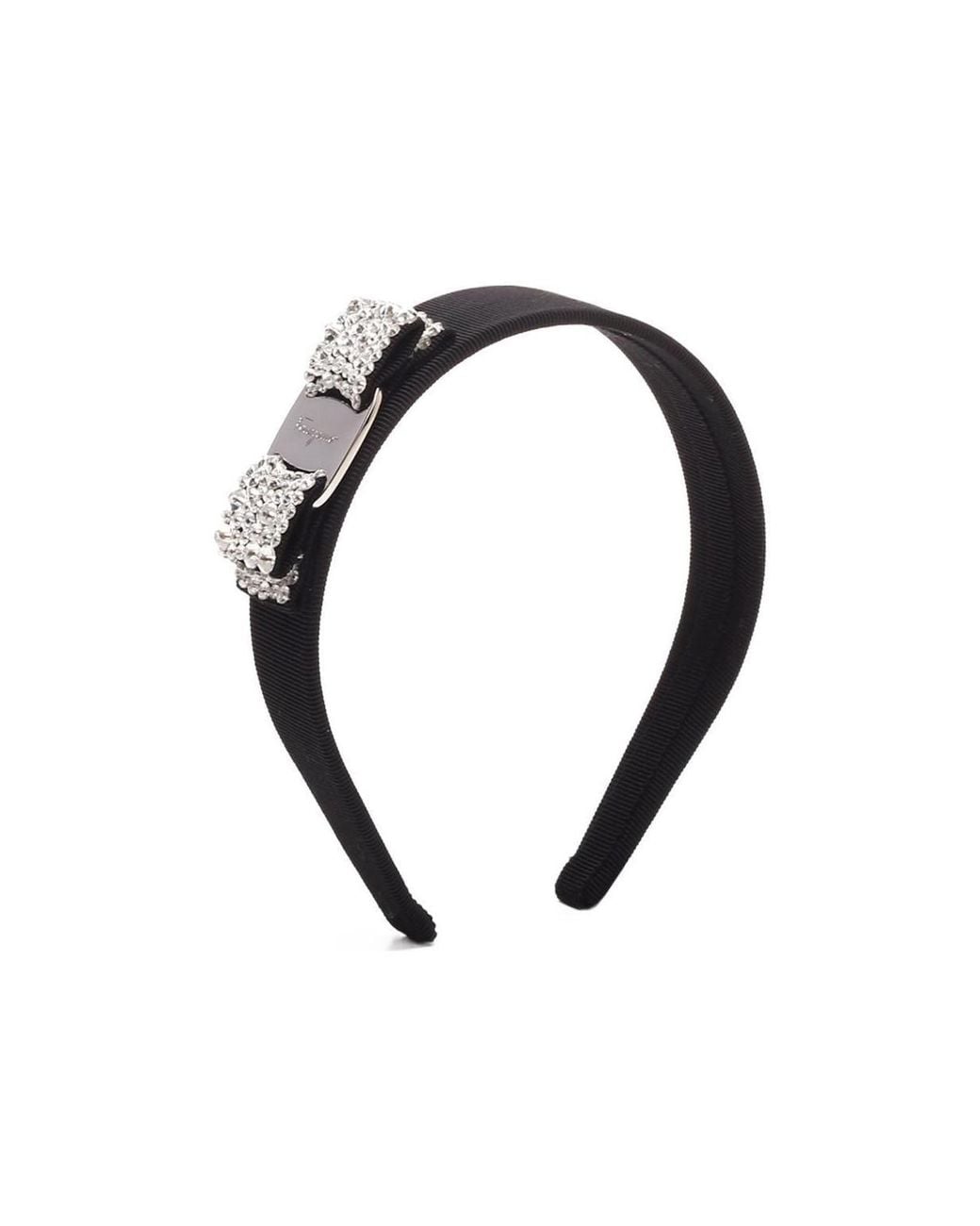 Ferragamo Black Ferragamo Embellished Vara Bow Headband