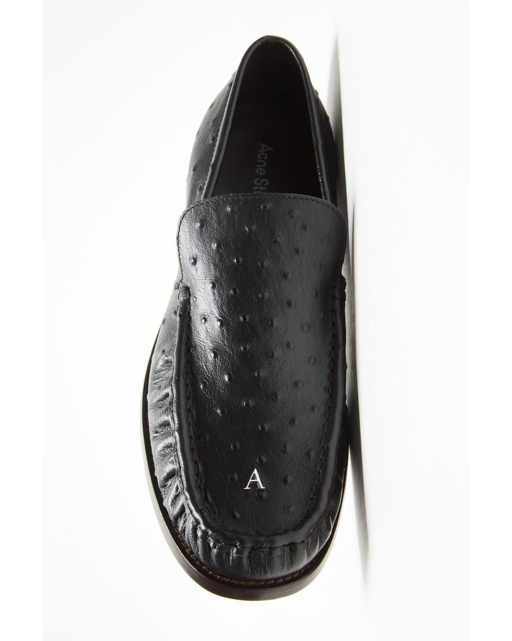 Acne Black Embossed-Detail Leather Loafers for men