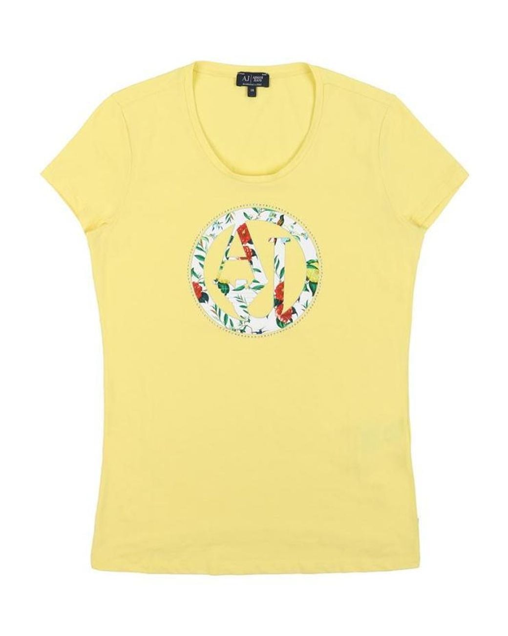 Armani Jeans Yellow Crew Neck Graphic T-Shirt