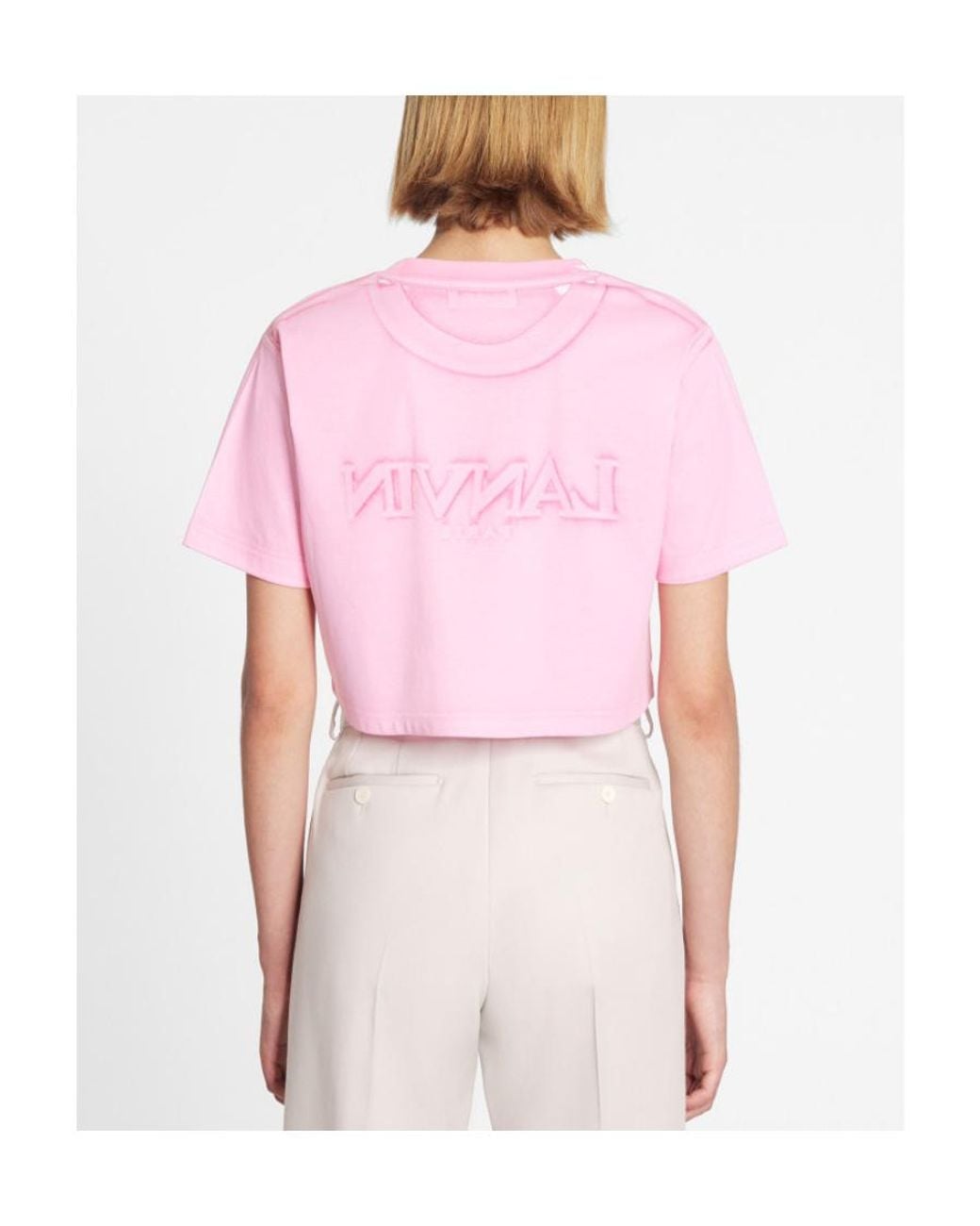 Lanvin Pink Round Neck Short T-Shirt