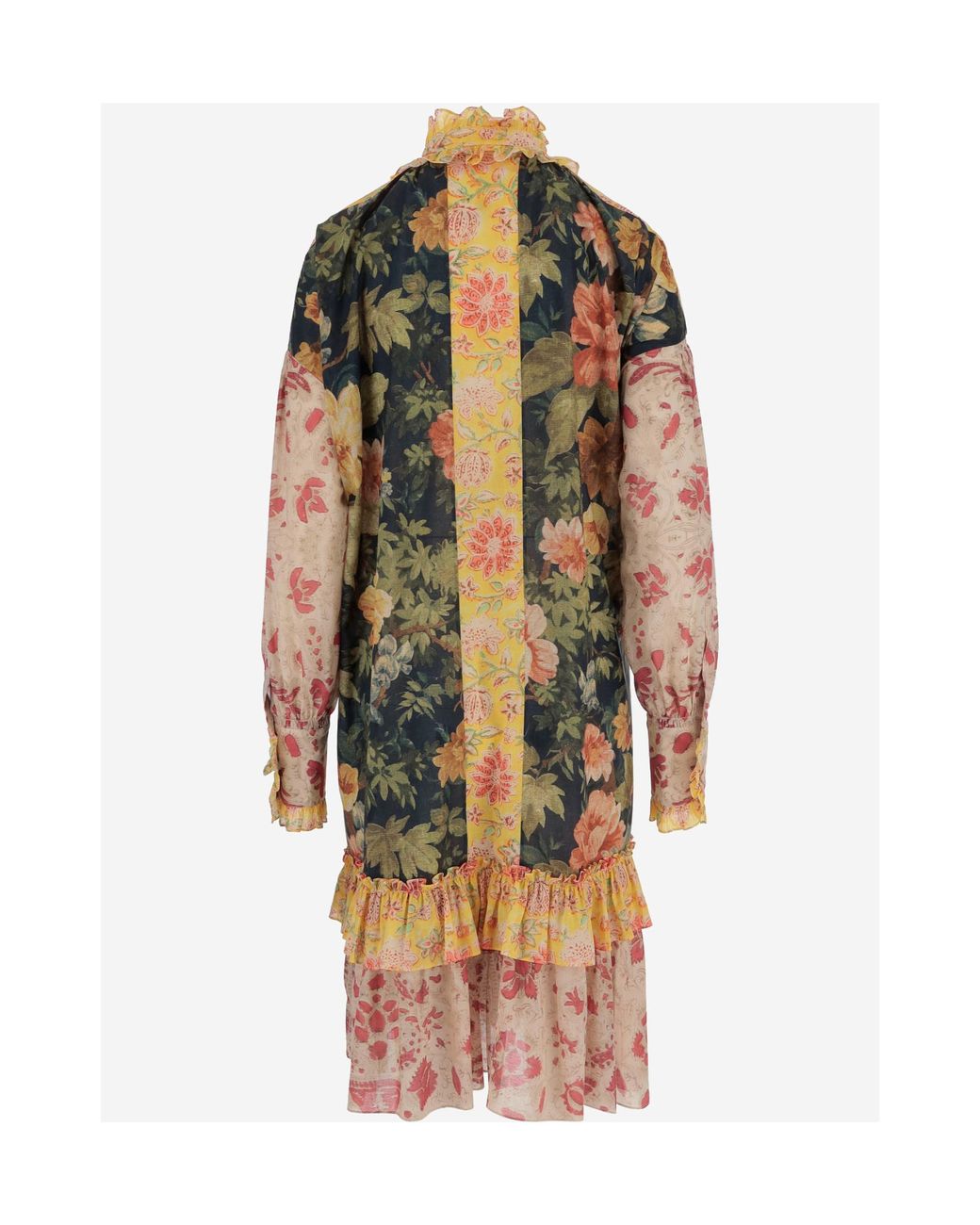 Valentino Multicolor Floral Print Ruffle Detailed Dress